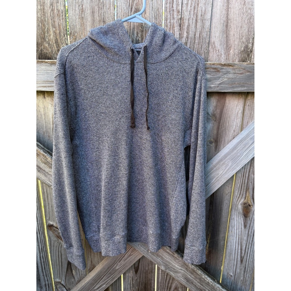 Vince Mens Pima Cotton Waffle Thermal Hoodie Grey Charcoal M84239370A M
